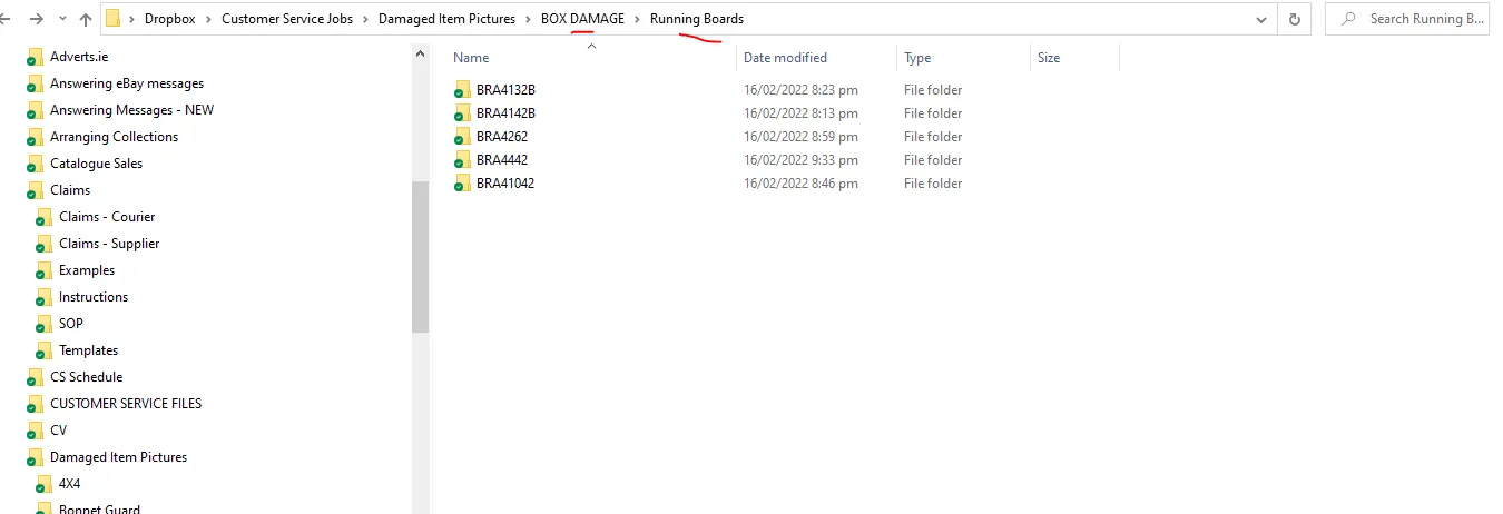 Fig. 7 — Damaged Item Pictures Folder Content