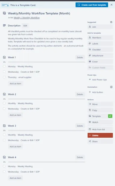 Fig. 18 — Weekly/Monthly Workflow template