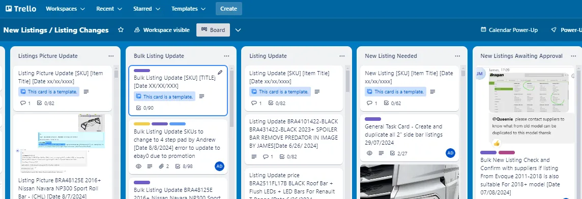 Fig. 22 — New listing / update listing board