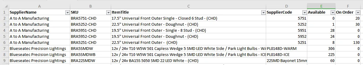 2.10 Product Suppliers table with Parent SKU lookup from Composite Export table