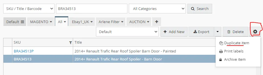 Fig. 3 — Search the SKU in the Search Bar and Click on the SKU code