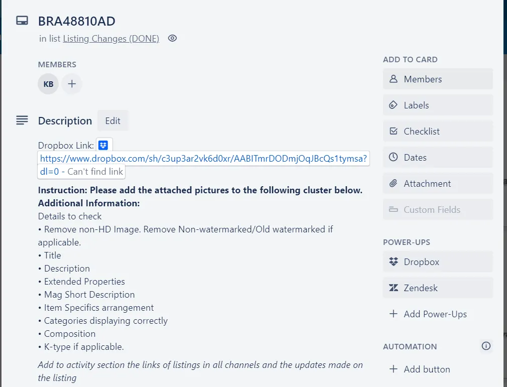 Fig. 2 — ClickUp Update Listing Checklist