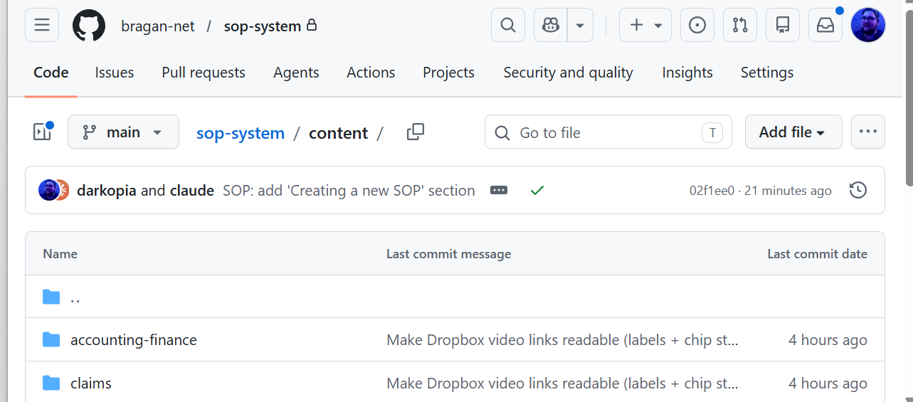 Fig. 1 — The content/ folder on GitHub: one folder per department.