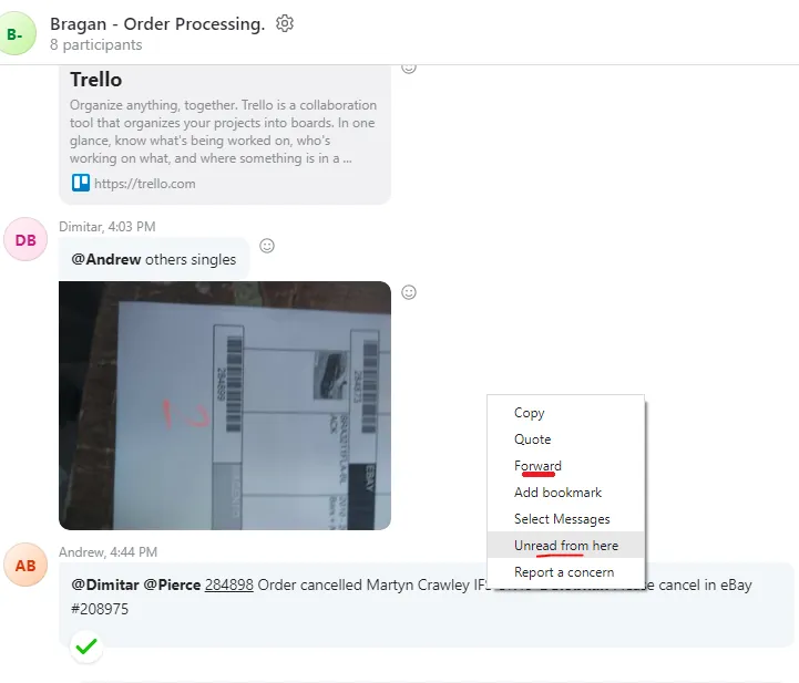 Fig. 3 — How to Acknowledge Skype Messages