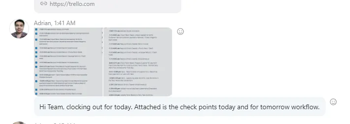 Fig. 17 — Snip of Task Plan for the Next Day